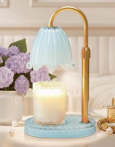 Flower Candle Warmer Lamp with Timer, Vintage Adjustable Glass Warmer Light for Jar Candles, Electric Wax Warming Melter, Gifts for Women Mom, Bedroom Decor (Pink-Flower) in Saudi Arabia