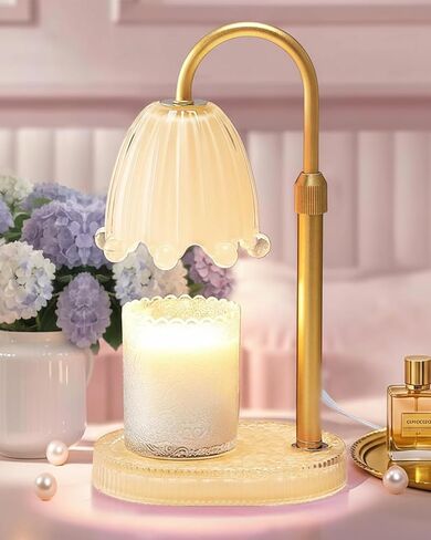 Flower Candle Warmer Lamp with Timer, Vintage Adjustable Glass Warmer Light for Jar Candles, Electric Wax Warming Melter, Gifts for Women Mom, Bedroom Decor (Pink-Flower) in Saudi Arabia