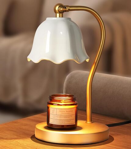Candle Warmer Lamp with Timer Dimmer, Natural Weaving Boho Candle Lamp Birthday Gifts for Women, Mom, House Warming Gifts Wax Melt Warmer for Jar Candles with 2 Bulbs, Khaki in Saudi Arabia