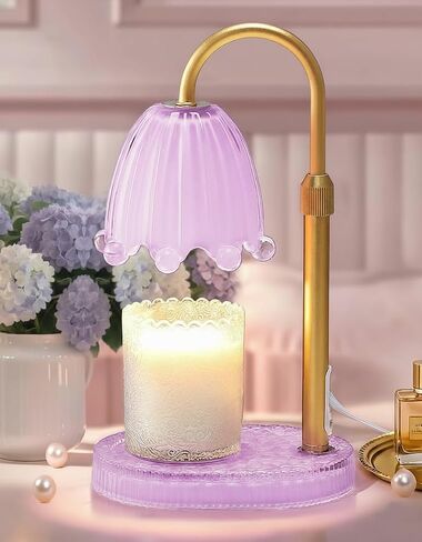 Flower Candle Warmer Lamp with Timer, Vintage Adjustable Glass Warmer Light for Jar Candles, Electric Wax Warming Melter, Gifts for Women Mom, Bedroom Decor (Pink-Flower) in Saudi Arabia