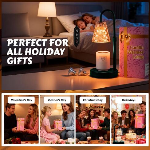 Candle Warmer Lamp,Height Adjustable & Dimmable with 2/4/8H Timer,Includes 2 Halogen Wax Melter Warmer, Flameless & Smokeless,Gift for Women Mom, Friend Sister, House Warming Gifts in Kuwait