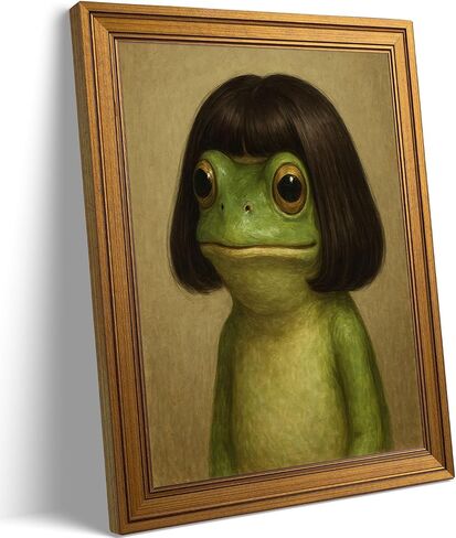Vintage Gold Framed-Whimsical Frog Wall Art,Eclectic Frog Canvas Prints,Retro Animal Picture Artwork Wall Decor for Living Room Bedroom Bathroom 9x11-inch in Kuwait