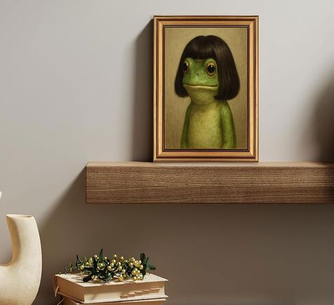 Vintage Gold Framed-Whimsical Frog Wall Art,Eclectic Frog Canvas Prints,Retro Animal Picture Artwork Wall Decor for Living Room Bedroom Bathroom 9x11-inch in Kuwait