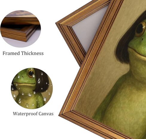 Vintage Gold Framed-Whimsical Frog Wall Art,Eclectic Frog Canvas Prints,Retro Animal Picture Artwork Wall Decor for Living Room Bedroom Bathroom 9x11-inch in Kuwait