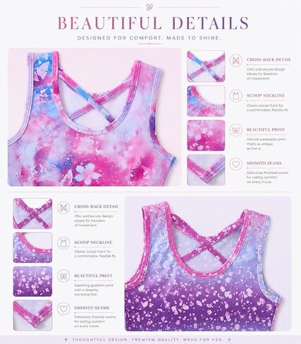 Gymnastics Leotards for Girls 2 Pack Outfit Biketards Unitards | for 1-14 Years, 2 Matching Scrunchies, Criss Cross Open Back, Sleeveless, Stretchy Fabric, for Tumbling Practice in Saudi Arabia