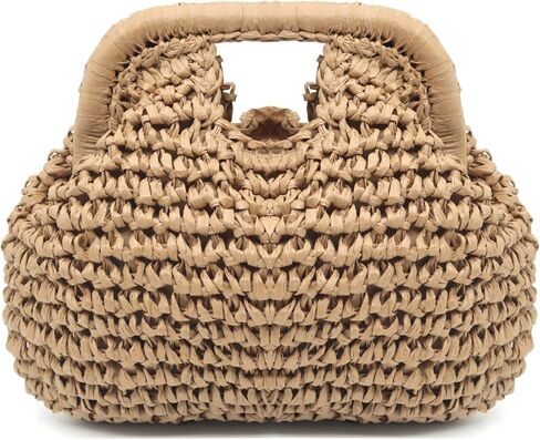 Straw Clutch Purses for Women | Summer Beach Dumpling Bag, Woven Purse Top Hanlde Handbags for Vacation in Saudi Arabia