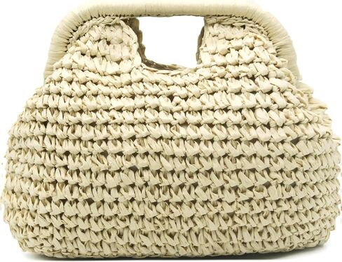 Straw Clutch Purses for Women | Summer Beach Dumpling Bag, Woven Purse Top Hanlde Handbags for Vacation in Saudi Arabia