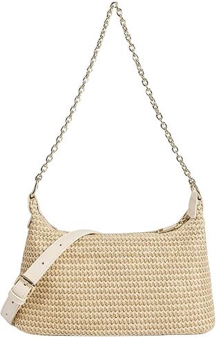 Peicees Womens Straw Shoulder Bag Woven Clutch Underarm Purse with Detachable Pu Strap Crossbody Purse Summer Beach Vacation in Kuwait