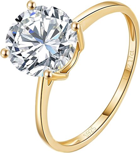 0.3-2 Carat Lab Grown Diamond Engagement Rings for Women, 14K Gold Plated Sterling Silver Rings, IGI Certificate Round Cut Diamond Solitaire Promise Ring, Size 5-9, Classic 4-Prong Wedding Band in Saudi Arabia