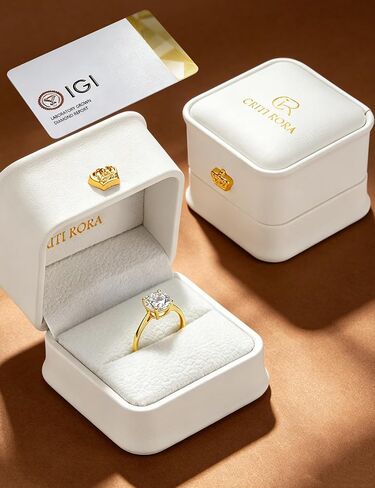 0.3-2 Carat Lab Grown Diamond Engagement Rings for Women, 14K Gold Plated Sterling Silver Rings, IGI Certificate Round Cut Diamond Solitaire Promise Ring, Size 5-9, Classic 4-Prong Wedding Band in Saudi Arabia
