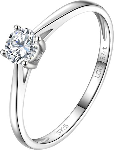 0.3-2 Carat Lab Grown Diamond Engagement Rings for Women, 14K Gold Plated Sterling Silver Rings, IGI Certificate Round Cut Diamond Solitaire Promise Ring, Size 5-9, Classic 4-Prong Wedding Band in Saudi Arabia
