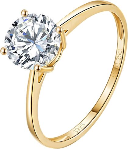 0.3-2 Carat Lab Grown Diamond Engagement Rings for Women, 14K Gold Plated Sterling Silver Rings, IGI Certificate Round Cut Diamond Solitaire Promise Ring, Size 5-9, Classic 4-Prong Wedding Band in Saudi Arabia