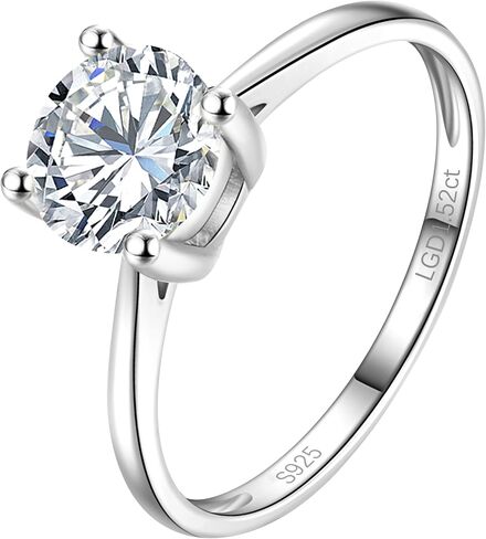 0.3-2 Carat Lab Grown Diamond Engagement Rings for Women, 14K Gold Plated Sterling Silver Rings, IGI Certificate Round Cut Diamond Solitaire Promise Ring, Size 5-9, Classic 4-Prong Wedding Band in Saudi Arabia
