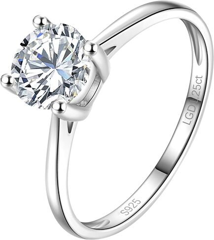 0.3-2 Carat Lab Grown Diamond Engagement Rings for Women, 14K Gold Plated Sterling Silver Rings, IGI Certificate Round Cut Diamond Solitaire Promise Ring, Size 5-9, Classic 4-Prong Wedding Band in Saudi Arabia