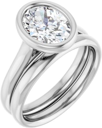 2 Carat Oval Bezel Lab Grown Diamond Engagement Ring in Kuwait