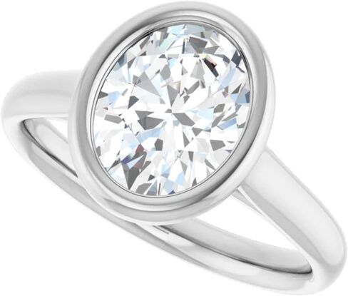 2 Carat Oval Bezel Lab Grown Diamond Engagement Ring in Kuwait