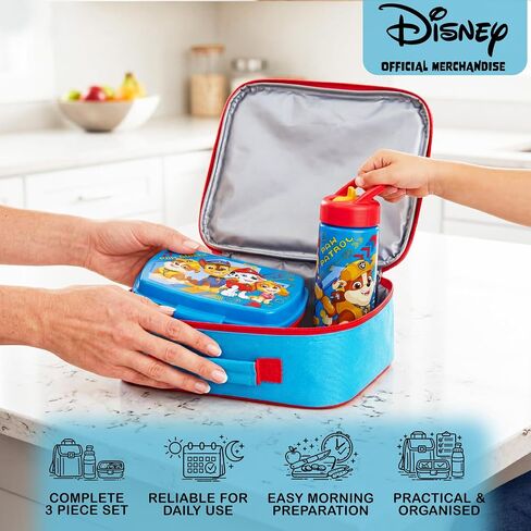 Get Trend Paw Patrol Kids Insulated Lunch Bag 3Pc Set with Reusable Lunch Box & 14.2-oz BPA-Free Water Bottle, Lightweight with Carry Handle & Name Card Window, Gifts for Girls (Blue Paw Patrol) in Kuwait