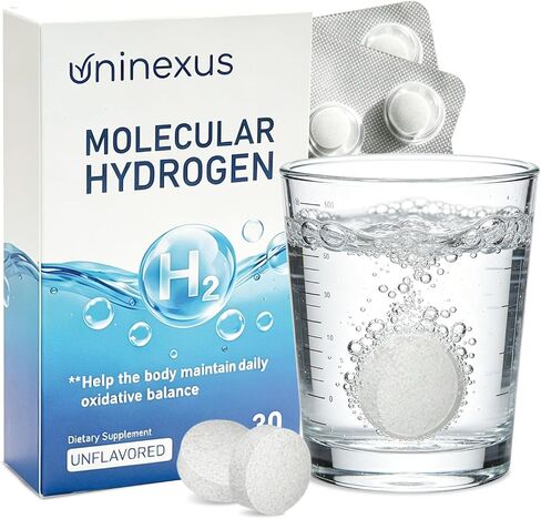 Molecular Hydrogen Tablets with Magnesium for Seniors, Women - Fast Dissolving H2 Water Tabs, 12 PPM Hydrogen-Rich Antioxidant Supplement for Energy & Post Workout Support, 30 Count in Kuwait
