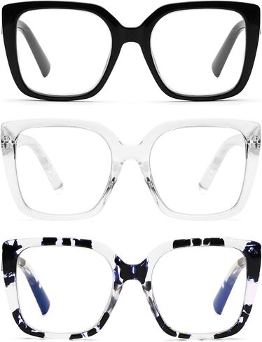 DOOViC 3 Pack Oversized Reading Glasses for Women Blue Light Blocking Square Stylish Computer Readers in Saudi Arabia