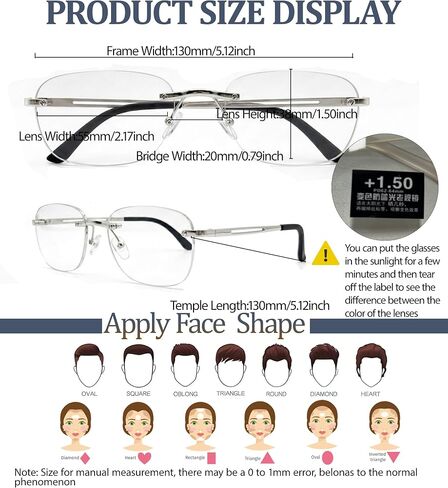 Auto Focus Rimless Reading Glasses Men Women 2 Pack Photochromic Anti-blue Light Glasses Non-Prescription Readers in Saudi Arabia