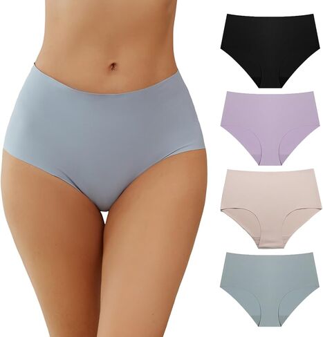 Seamless Underwear Women Pack High Waisted Underwear No Show Bikini Panties Invisible Hipster 4-Pack in Kuwait