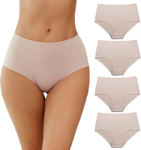 Seamless Underwear Women Pack High Waisted Underwear No Show Bikini Panties Invisible Hipster 4-Pack in Kuwait