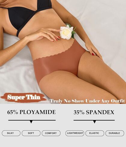 ANLIQI Seamless Underwear for Women Ultra Thin No Show Hipster Panties Pack Invisible Bikini Briefs Wave Edge Lightweight Full Coverage Stretch Low Rise Undies for Ladies(5A Pack,M) in Kuwait
