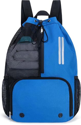Swim Bag Mesh Drawstring Backpack with Shoe Compartment & Wet Pocket Waterproof Beach Backpack Pool Bag for Swimming, Gym, Travel and Workout Gear (Black) in Saudi Arabia