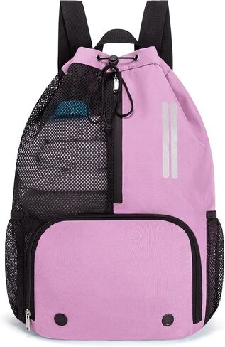 Swim Bag Mesh Drawstring Backpack with Shoe Compartment & Wet Pocket Waterproof Beach Backpack Pool Bag for Swimming, Gym, Travel and Workout Gear (Black) in Saudi Arabia