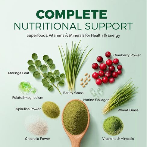 inGreens Super Greens Powder, Superfoods, 0 Sugar, Collagen, Probiotics, Spirulina, Chlorella, Daily Greens Drink Mix for Antioxidants, Gut Health, Energy & Beauty Support, Natural Flavor, 30 Packets in Saudi Arabia