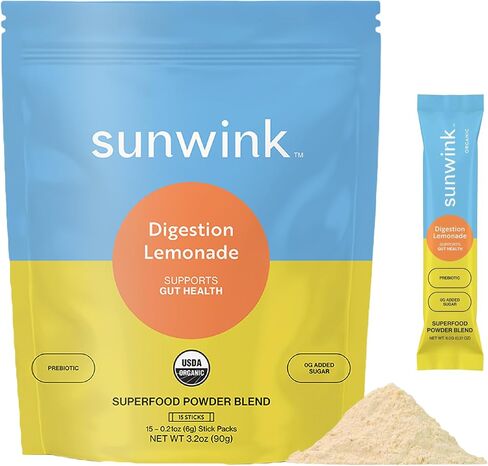 Sunwink - Digestion Lemonade Powder - Gut-Friendly Drink Mix with Plant-Based Botanicals (6g Each, Pack of 15) in Saudi Arabia