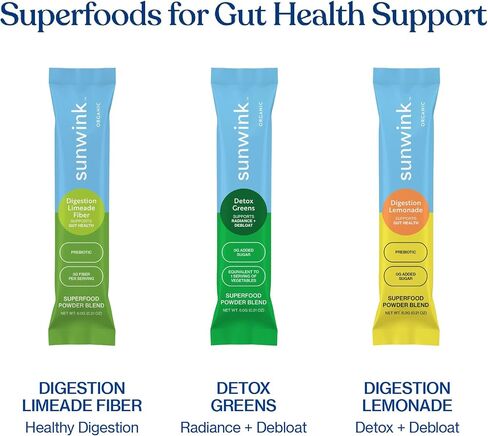 Sunwink - Digestion Lemonade Powder - Gut-Friendly Drink Mix with Plant-Based Botanicals (6g Each, Pack of 15) in Saudi Arabia