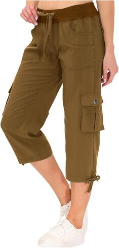 Cargo Capris for Women Cotton Blend Loose Fit Casual Dressy Lightweight Wide Legs Baggy Cropped Pants with Pockets in Saudi Arabia