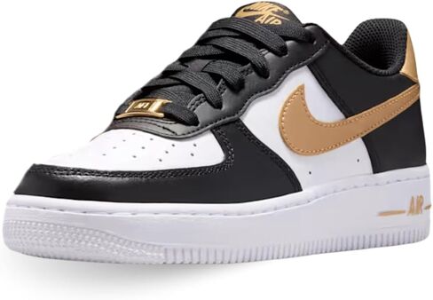 حذاء Nike Air Force 1 للأطفال الكبار (أسود/أسود/أبيض/ذهبي معدني) in Kuwait