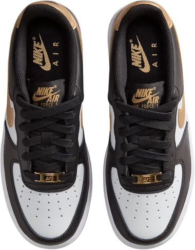 حذاء Nike Air Force 1 للأطفال الكبار (أسود/أسود/أبيض/ذهبي معدني) in Kuwait