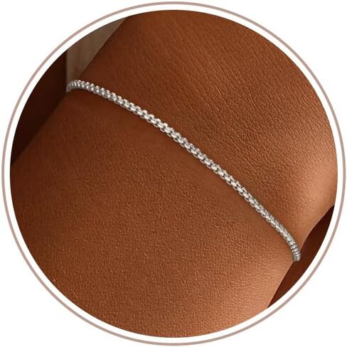 S925 Sterling Silver Box Chain Bracelets for Women - Sterling Silver Box Bracelet Handmade Jewelry Gold Bracelets for Women 6.5/7/7.5/8 Inch in Saudi Arabia