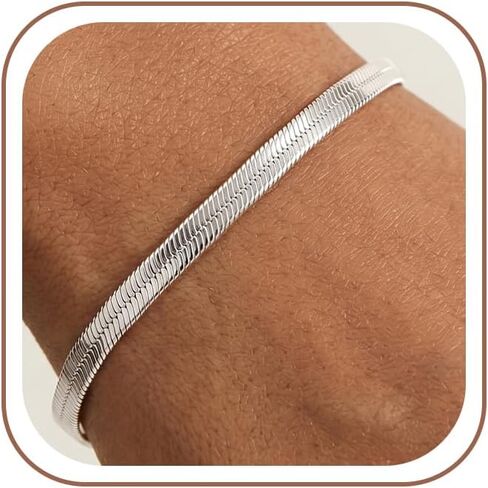 925 Sterling Silver Bracelet, Diamond-Cut Snake Chain Bracelet for Women Exquisite Gifts for Wife Her 6.5 to 8 Inches in Saudi Arabia