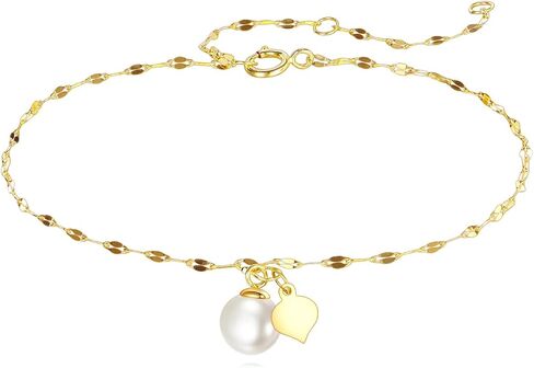 14K Gold Pearl Bracelet for Women,Lip Chain Pearls Link Bracelets Anniversary Christmas Mother’s Day Jewelry Gift for Mom Wife Her in Kuwait