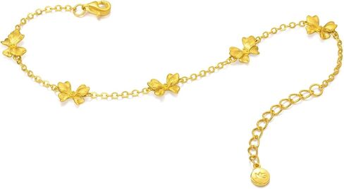 سوار CHOW SANG SANG 999 من الذهب MINTYGREEN Butterfly Dainty عيار 24 قيراط للنساء 18 سم 95520B السعر حسب الوزن تقريبًا. 3.36 جرام ذهب in Kuwait