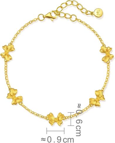سوار CHOW SANG SANG 999 من الذهب MINTYGREEN Butterfly Dainty عيار 24 قيراط للنساء 18 سم 95520B السعر حسب الوزن تقريبًا. 3.36 جرام ذهب in Kuwait