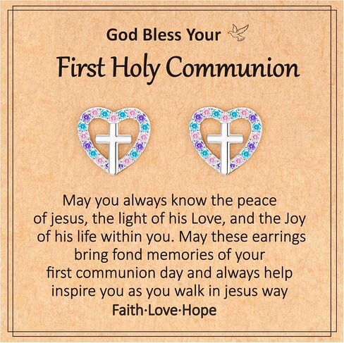 First Communion Confirmation Gifts for Girls Kids Teens - Cross Stud Earrings Catholic Christian Religious Jewelry Gifts for Tween Teen Girls Trendy Stuff in Saudi Arabia