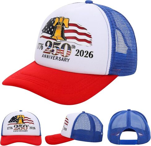 250th Anniversary Patriotic Trucker Hats Adjustable Mesh Baseball Caps for 4th of July Memorial Day in Saudi Arabia