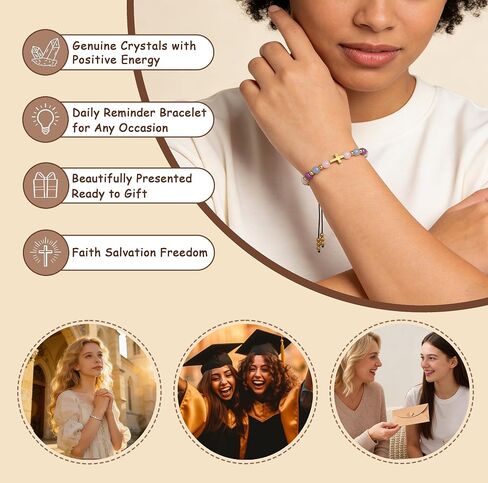 RZKING Christian Corss Bracelet Gifts for Teens Women Confirmation Baptism Gifts for Friends Daughter Mom Birthday Christmas Graduation Easter New Beginnings Gift in Saudi Arabia