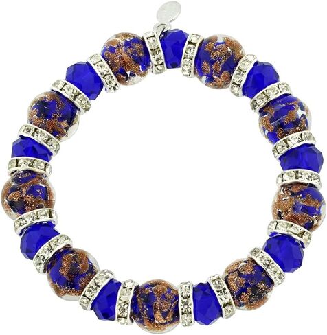 Glass Of Venice Murano Glass Symphony Stretch Bracelet - Blue in Kuwait