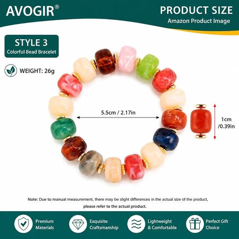 Colorful Chunky Beaded Bracelet for Women Multicolor Acrylic Resin Beads Bracelet Boho Statement Chunky Bracelet Summer Vacation Jewelry in Kuwait