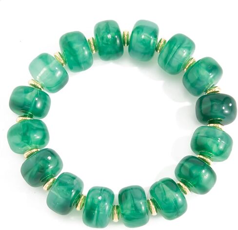 Colorful Chunky Beaded Bracelet for Women Multicolor Acrylic Resin Beads Bracelet Boho Statement Chunky Bracelet Summer Vacation Jewelry in Kuwait