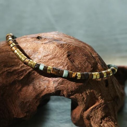 'Fuck It and Begin Again' Morse code Bracelet, Adjustable Courage Power Morse Code Bracelets for Women, Natural Tiger Eye African Turquoise Stackable Bead Wrap Bracelets With Hidden Message in Kuwait