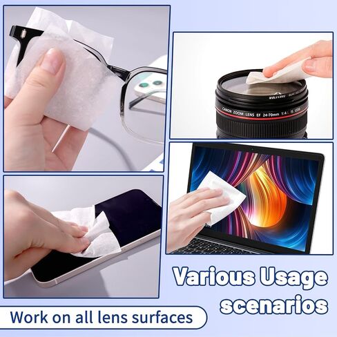 300 Count Lens Wipes for Eyeglasses, Eyeglass Lens Cleaning Wipes Pre-moistened Individually Wrapped Sracth-Free Streak-Free Eye Glasses Cleaner Wipes for Sunglass, Camera Lens, Goggles in Kuwait