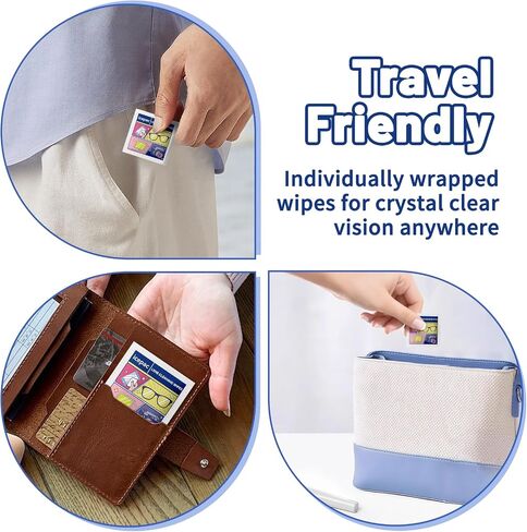 300 Count Lens Wipes for Eyeglasses, Eyeglass Lens Cleaning Wipes Pre-moistened Individually Wrapped Sracth-Free Streak-Free Eye Glasses Cleaner Wipes for Sunglass, Camera Lens, Goggles in Kuwait