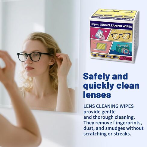 300 Count Lens Wipes for Eyeglasses, Eyeglass Lens Cleaning Wipes Pre-moistened Individually Wrapped Sracth-Free Streak-Free Eye Glasses Cleaner Wipes for Sunglass, Camera Lens, Goggles in Kuwait